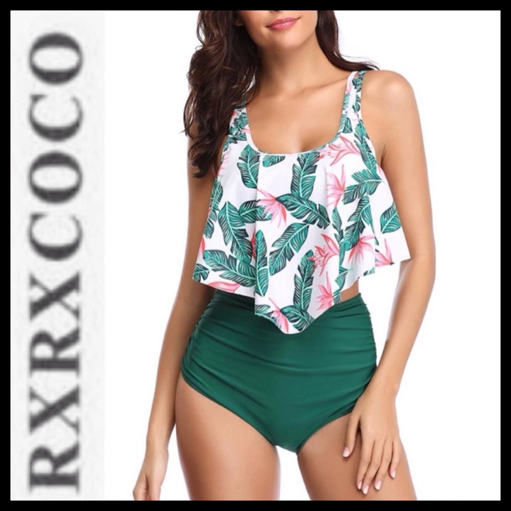 BNWT 2-Piece Flounce High Waisted Swimsuit - Picture 2 of 8